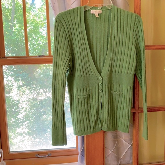 100% 2-ply cashmere spring green cardigan - Picture 1 of 1